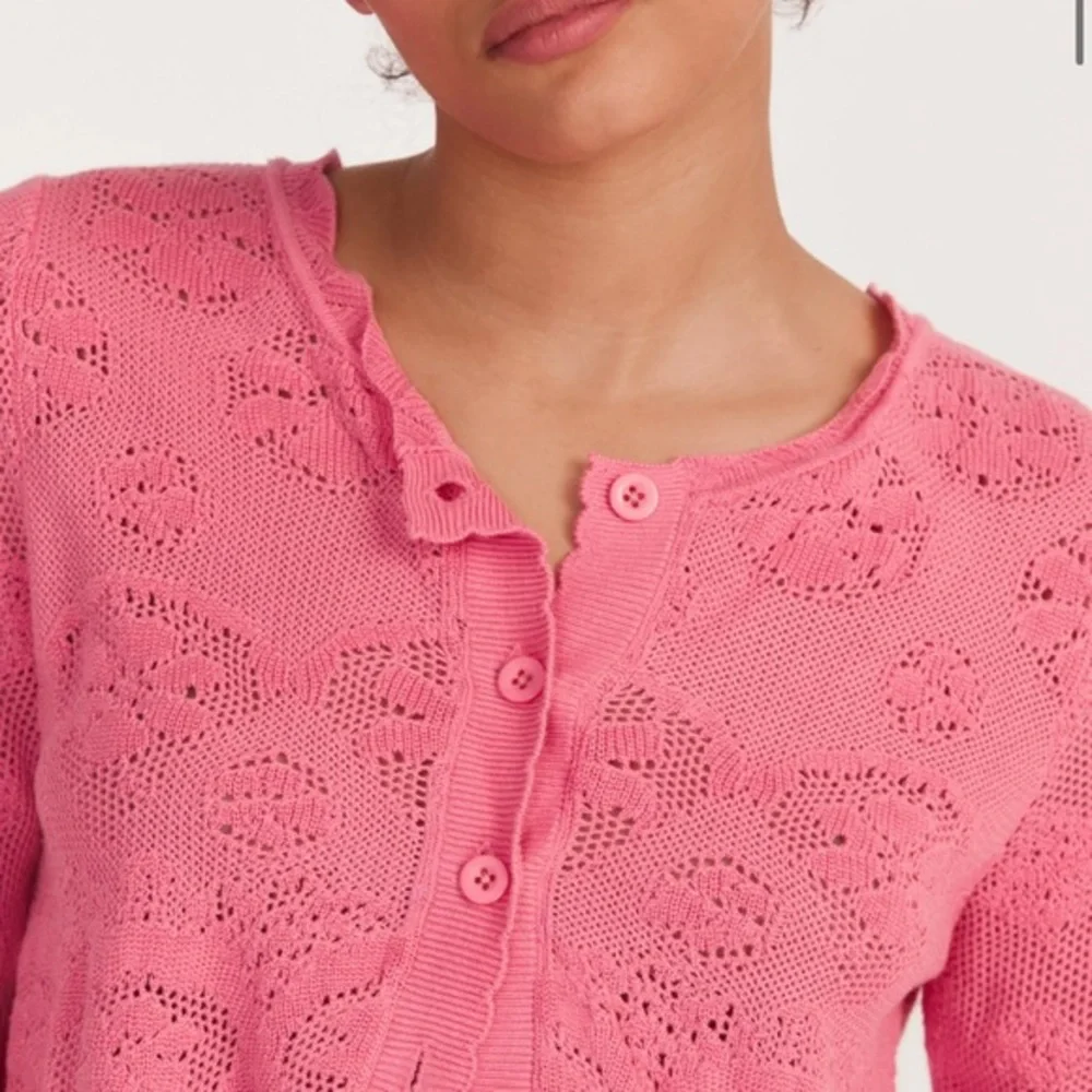 LOVESHACKFANCY Muriel Crop Cardigan STRAWBERRY BUBBLEGUM